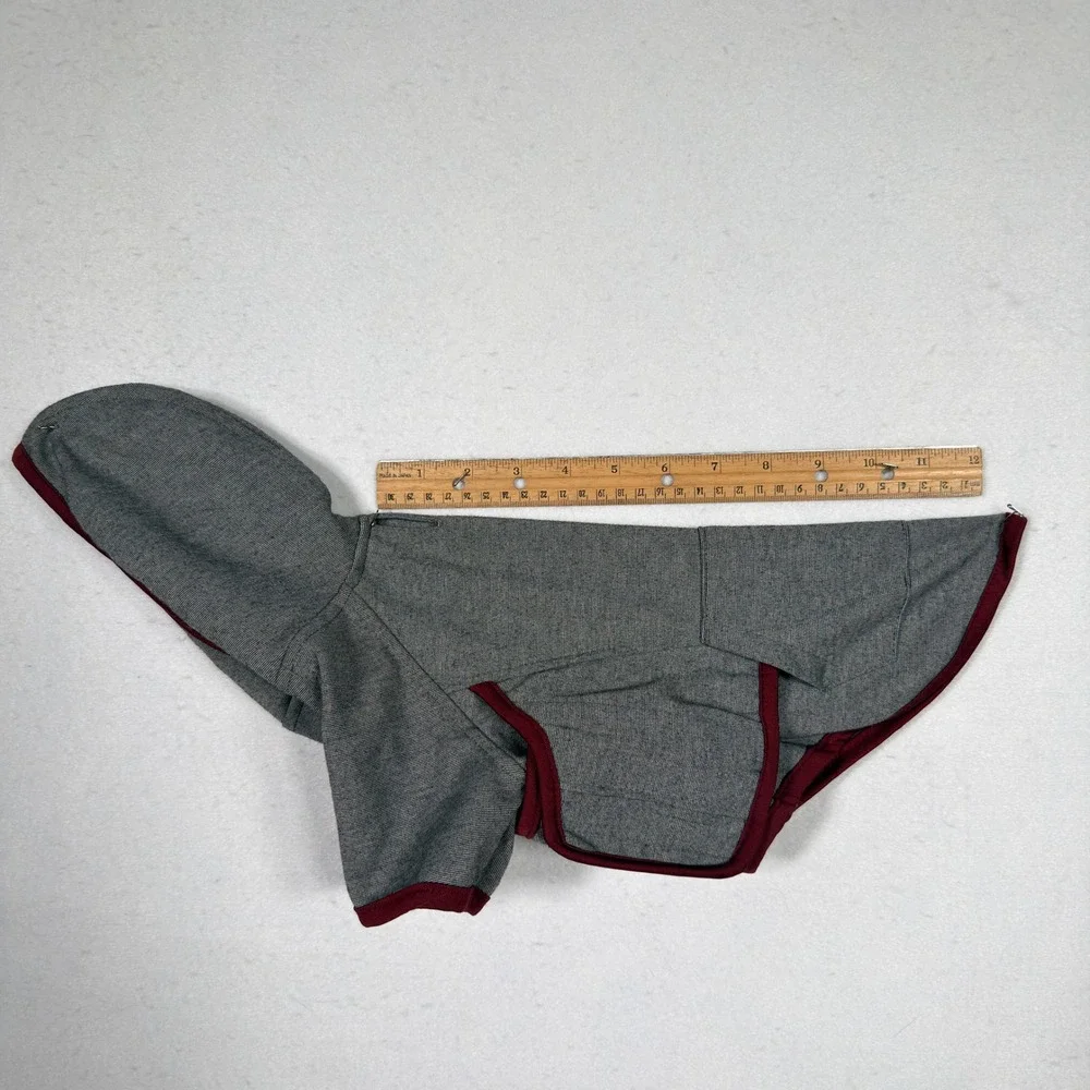 Reddy Dog Hoodie NWOT Sweatshirt Gray Burgundy Fleece Lined Pet Jacket Small